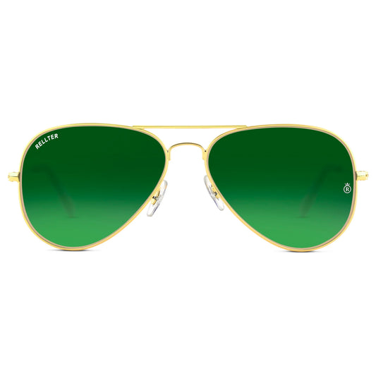 Rellter ROUND 3030 Gold Green Sunglasses