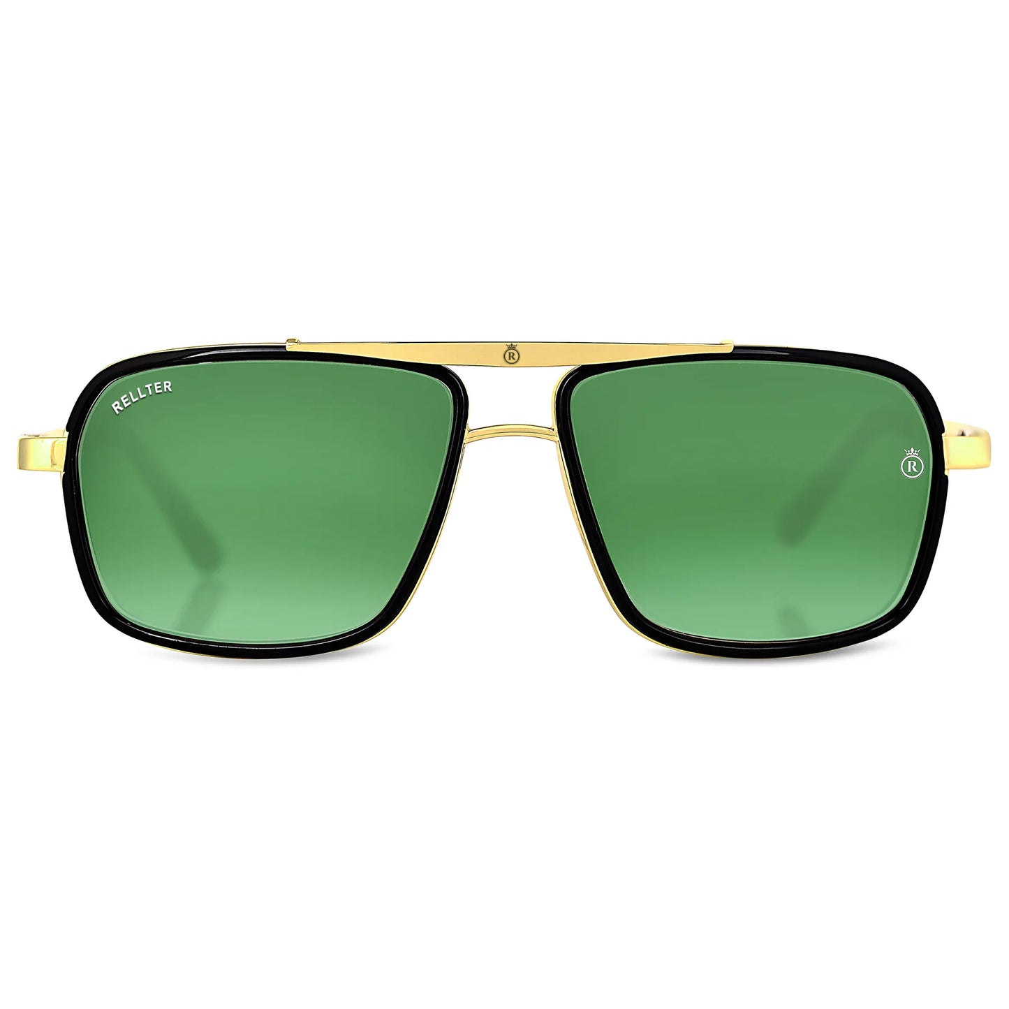 Rellter Square4413 Gold Green Sunglasses