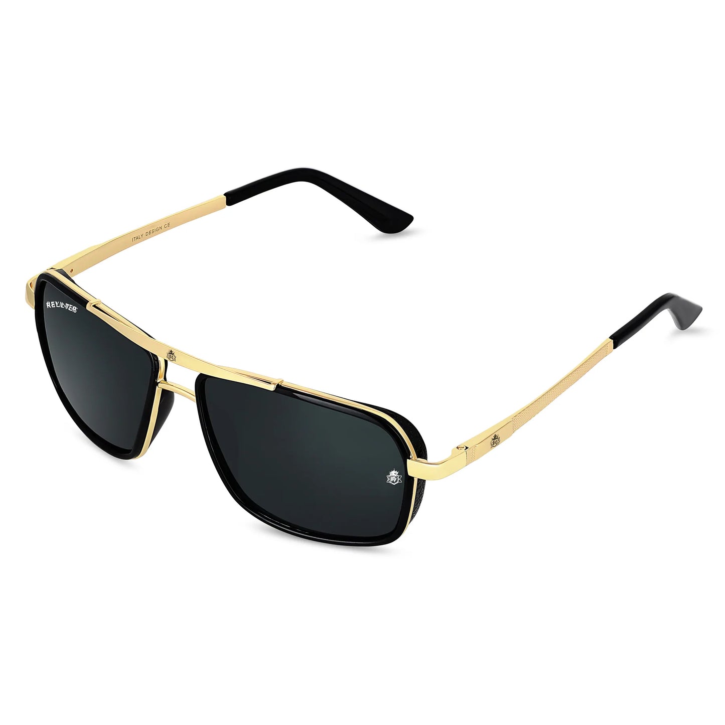 Rellter Square4413 Golden black Sunglasses