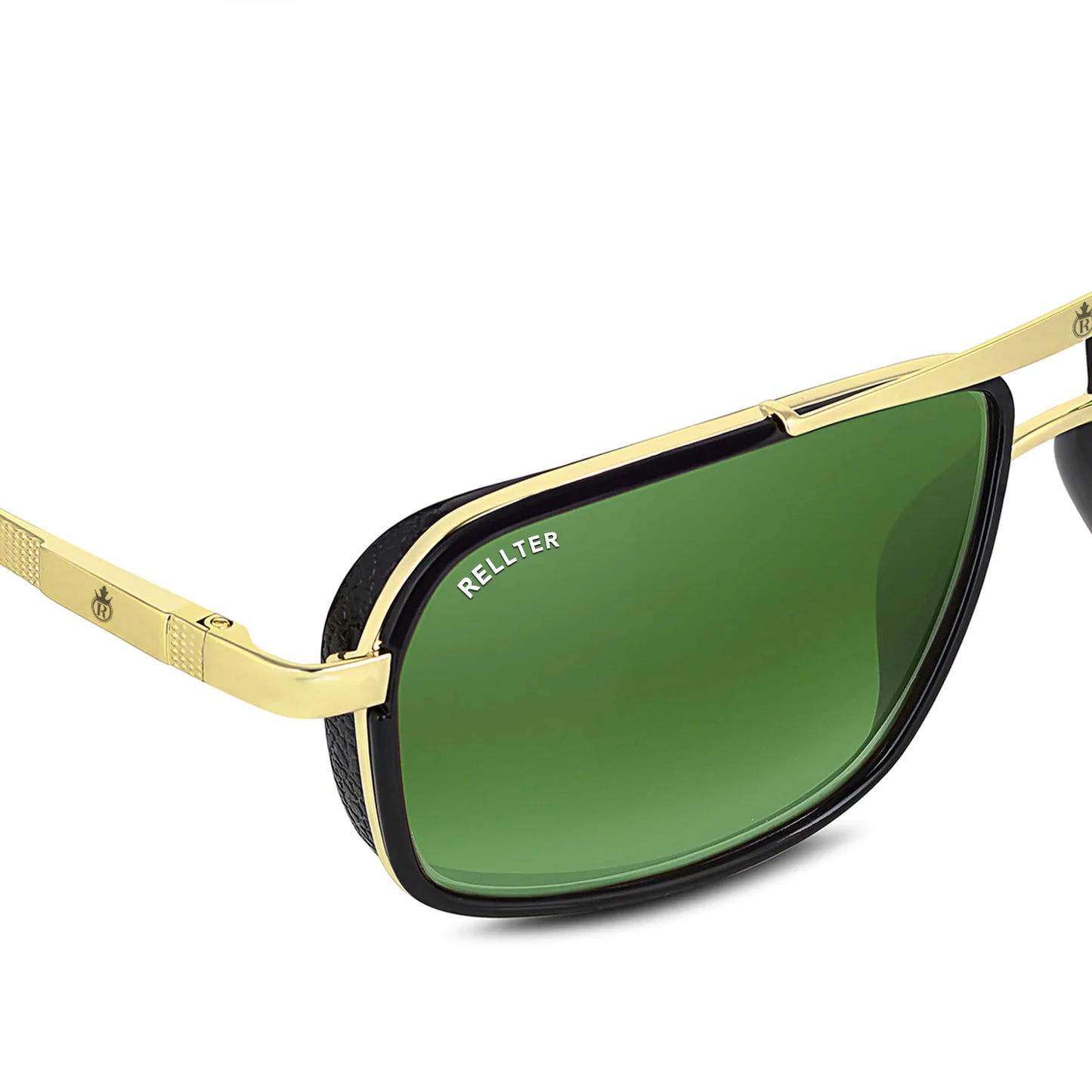 Rellter Square4413 Gold Green Sunglasses