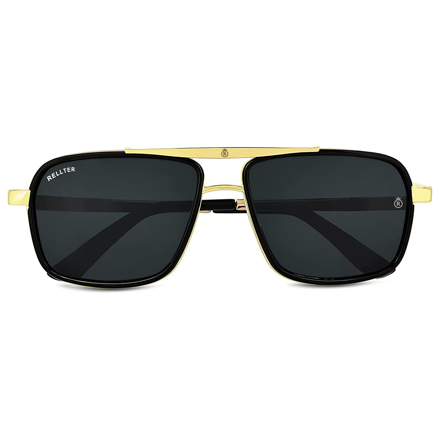 Rellter Square4413 Golden black Sunglasses