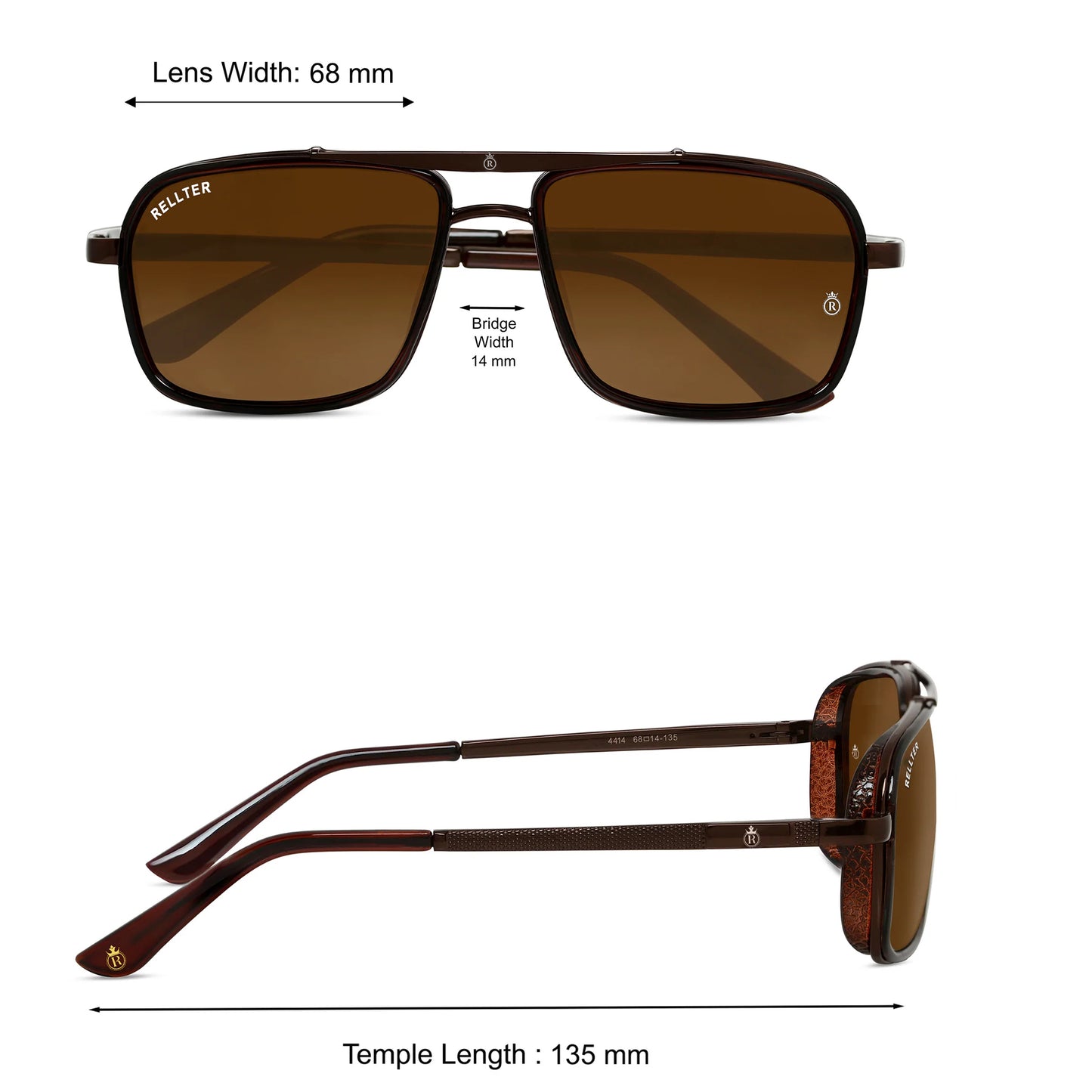 Rellter Square4413 brown dc Sunglasses