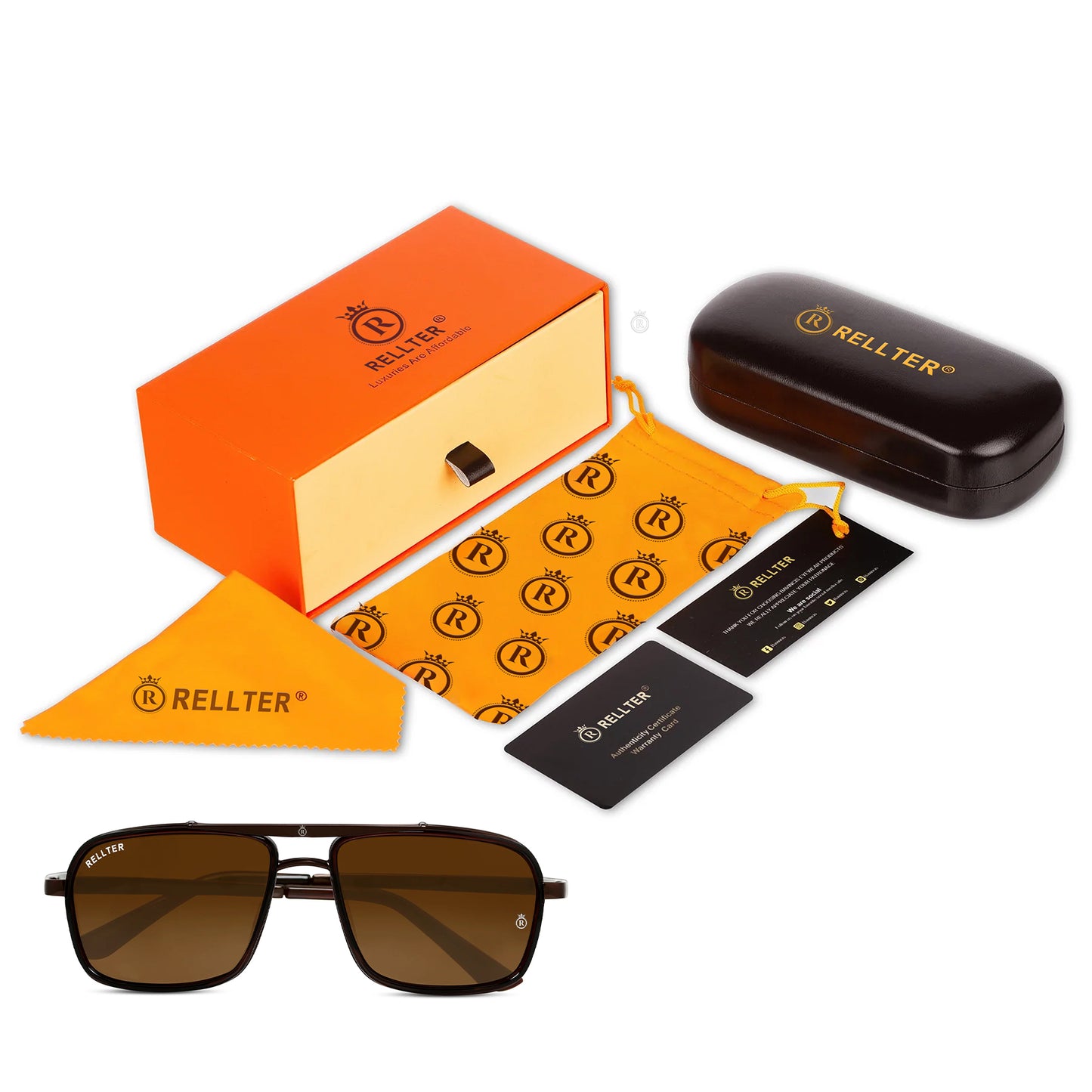 Rellter Square4413 brown dc Sunglasses