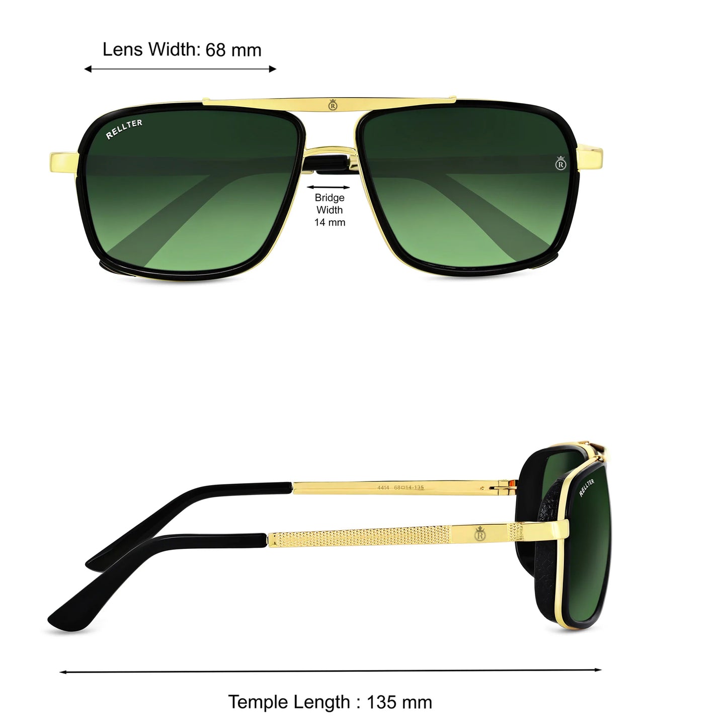 Rellter Square4413 GoldenGreen dc Sunglasses